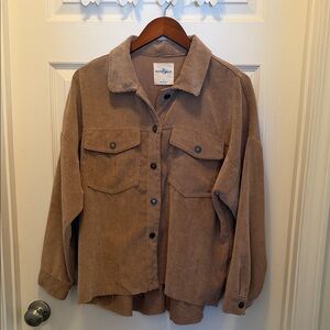 Khaki & blue Women's Brown Corduroy Utility Jacket